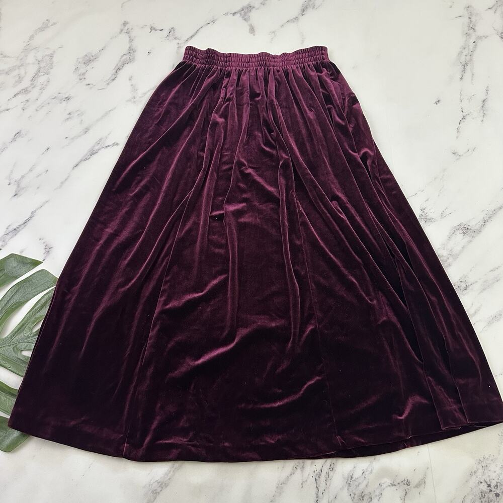 Essential Elements Womens Vintage Y2k Velvet Maxi Skirt Size L Purple Pull On
